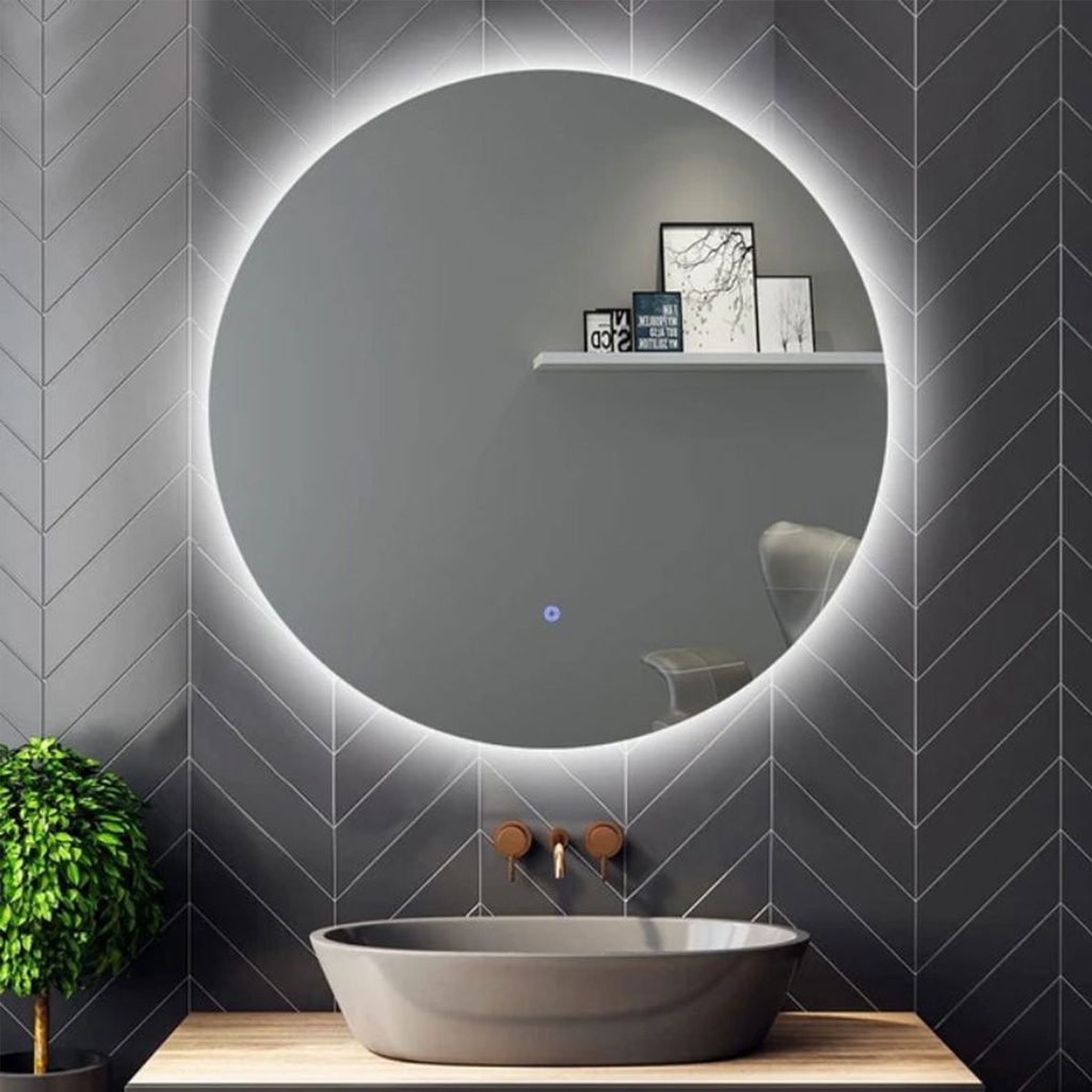 Espelho Redondo com Led 60cm Para Banheiro Quarto Decorativo