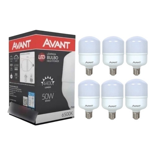 Kit 6 / 3 Lâmpadas Led 50w Bulbo E27 6500k Branco Frio 110/220v