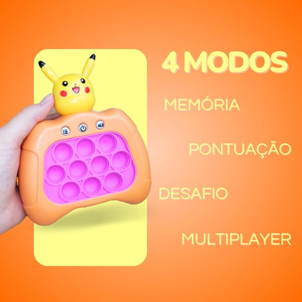 BRINQUEDO MINI GAME POP IT ELETRÔNICO COM SENSOR PIKACHU POKEMON