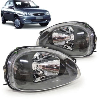 Farol Carçaca Preta Moldura Cinza Corsa 2001 2002 2003 2004 2005 2006 2007 2008 2009 2010