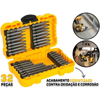Jogo De Bits Ponteiras P/ Parafusadeira Aço Cromo Vanádio 32 Peças Encaixe 1/4 Fixar E Soltar Parafusos