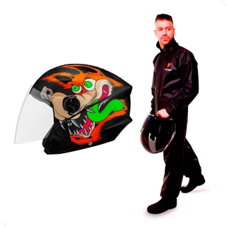 Capacete Moto Aberto Pro Tork New Liberty Three Coyote Preto Viseira Transparente + Capa de Chuva