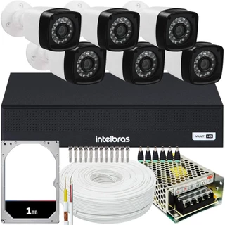 Kit Cftv 6 Câmeras Segurança Full Hd 1080p Dvr Intelbras 1TB