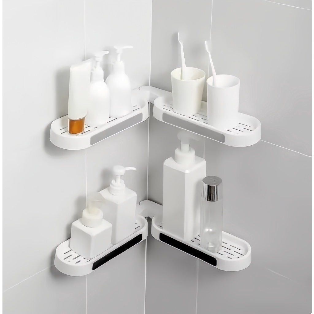 Suporte Organizador Multifuncional Giratório para Banheiro - Auto-Adesivo, Sem Perfurações, Prateleira Versátil