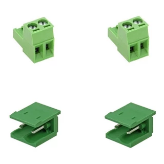 10x Kit Conector Borne 5,08mm 2 Vias Macho 180º Aberto + 10x Fêmea Akz02