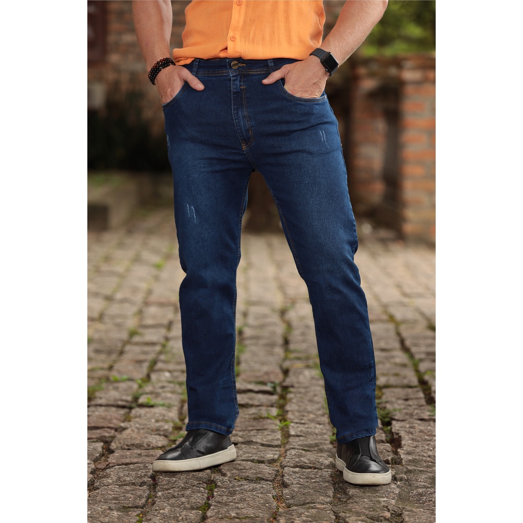 Calça Masculina Jeans Tradicional Básico Com Elastano Reforçada