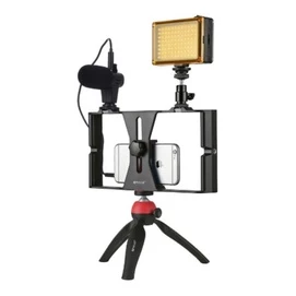 Kit Youtuber Estabilizador Celular Microfone Luz Tripé