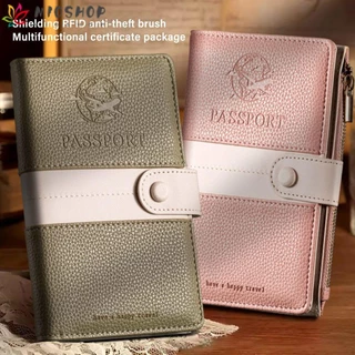 MIOSHOP RFID Passport Cove , Multi-Function Ultra-thin Protector , Pacote Criativo De Documentos Comerciais PU Couro À Prova D'água Porta-Passaporte Acessórios De Viagem