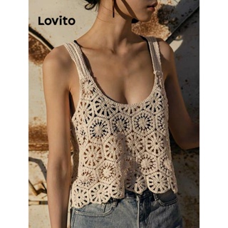 Lovito Regata Boho De Renda Com Corte Simples Para Mulheres LNL41054