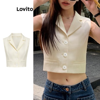 Lovito Regata Feminina Elegante De Tweed Com Botão Frontal Simples L74ED129