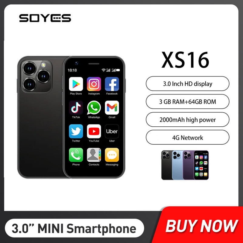 SOYES XS16 Mini Smartphones De 3 Polegadas Quad Core 3GB + 64GB