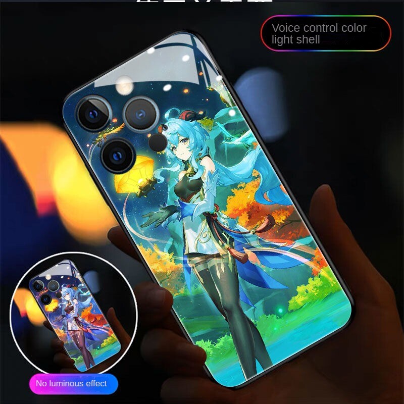 Xiaomi Redmi Note 12S 12 11 11S 10 10S 9 9S Pro Plus + 5G 12 4G 12C 10C POCO F5 X5 M5S X4 F4 F3 X3 NFC GT 4G 5G Genshin Ganyu Flash Luminoso Capa De Celular LED