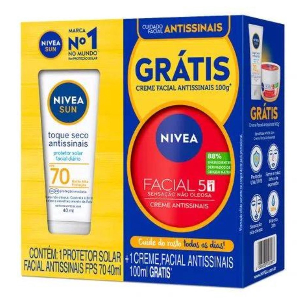 Kit Protetor Solar Nivea Sun Protect FPS50 200ml + Protetor Solar FPS70  40ml - Drogaria Sao Paulo