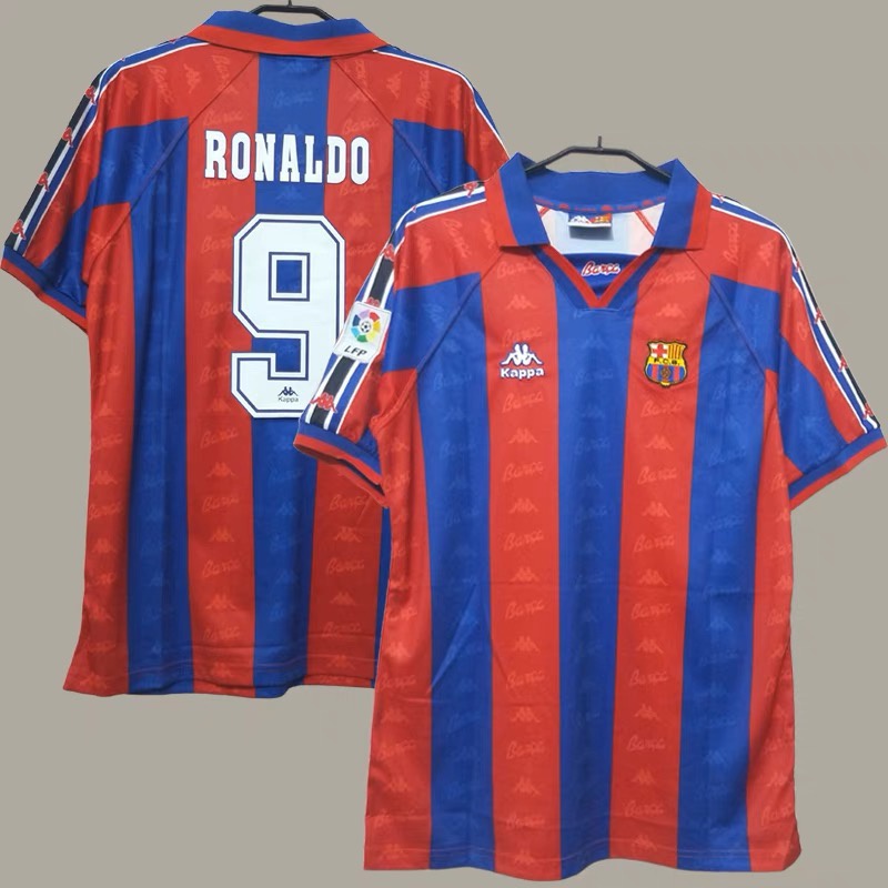 Retro Alta Qualidade Jersey 96-97 Barcelona Home Fan Edition Camisa De Futebol Ronaldo