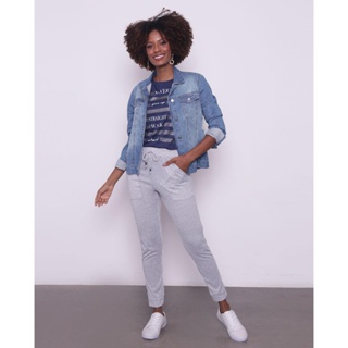 Calça Feminina Tricô Jogger Cinza