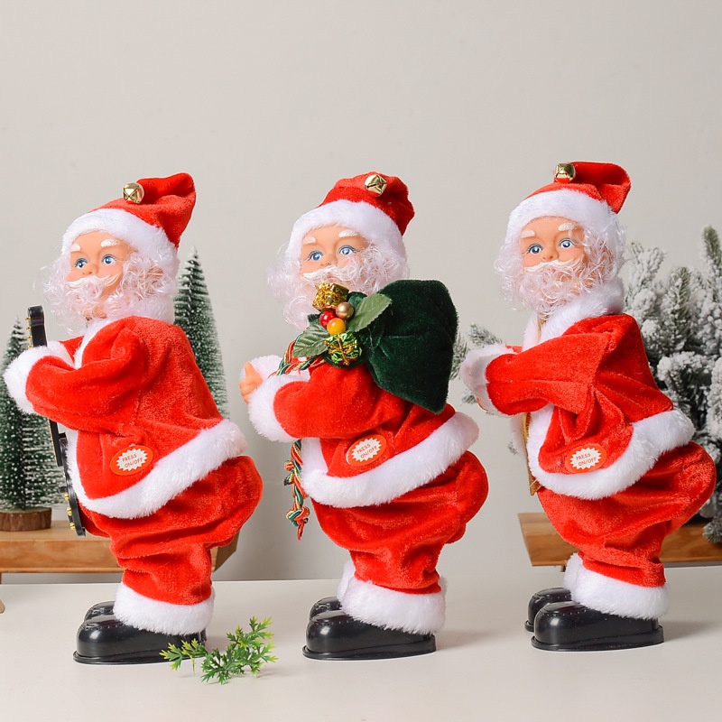 Papai Noel Cantor de Bumbum Elétrico Dançando Papai Noel Dançando com Música Presentes de Natal para Crianças Brinquedos Infantis Decorações de Natal Decorações de Natal