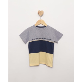 Camiseta Bebê Manga Curta Recortes Frontal Cinza
