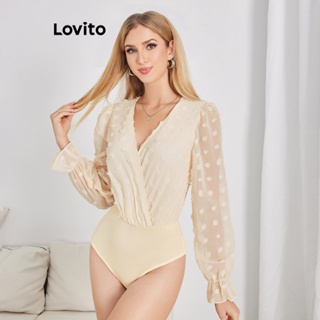 Lovito Blusa com Amarração na Frente e Jacquard para Mulheres LBE04051 (Damasco)