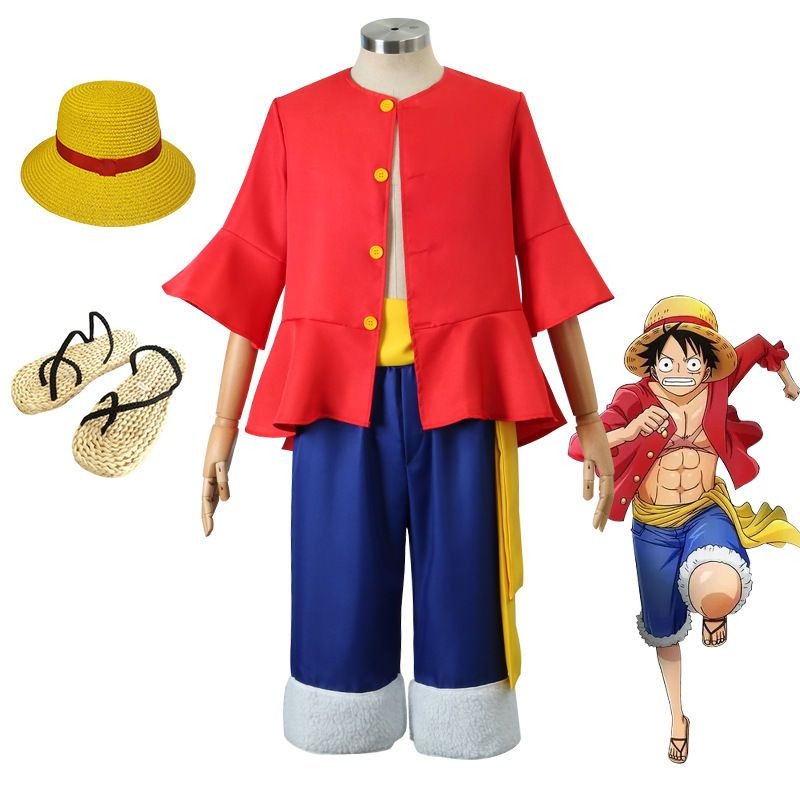 One piece Luffy roupas Luffy cos chapéus de palha sapatos adulto e ...