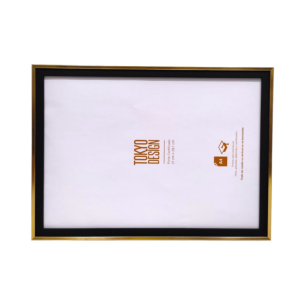 Porta Retrato A4 Moldura Diploma Certificado Dourado MDF