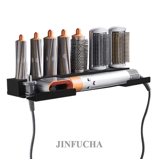 Suporte De Armazenamento Jinfucha Para Ferro De Frisar Dyson Airwrap Acessórios De Parede Com Adesivo Organizador De Banheiro Doméstico Preto