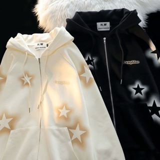 American Star Print Hoodie Spring Camisola Com Zíper Feminino De Outono Capuz