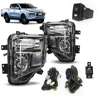 Kit Farol Auxiliar de Milha c/ DRL + Pisca L200 Triton Sport 2021 2022 2023