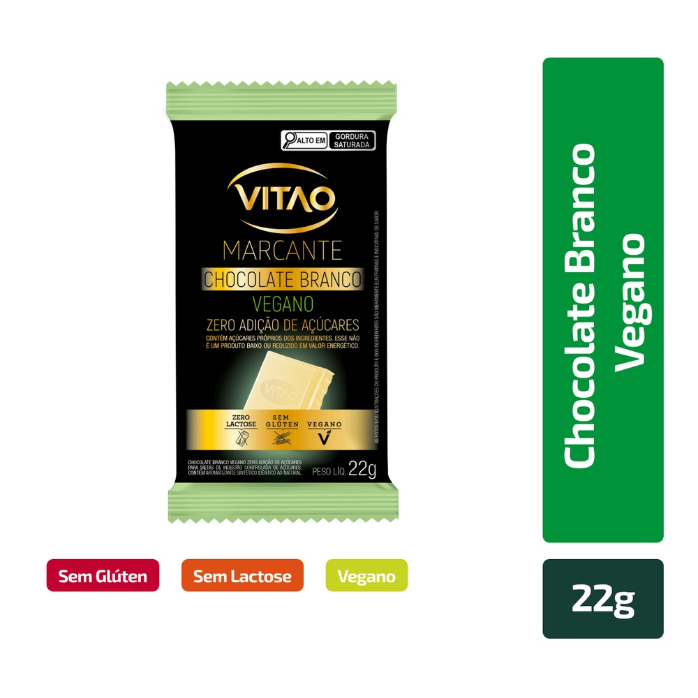 Chocolate Branco Vegano Zero Açúcar Marcante 22G | Shopee Brasil