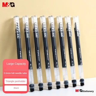 M & G Papelaria Preto 0,5mm Estudante Caneta De Grande Capacidade Neutra Escritório De Assinatura De Tubo De Agulha Completo Água Triangular (1 Inimigo 5) Pacote Único E