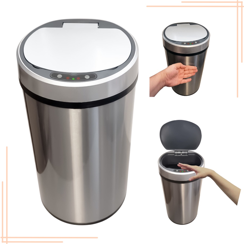Lixeira Automática Banheiro Sensor De Aproximação Inox 12L Litros Cozinha Bateria e ou Pilhas com Carregador