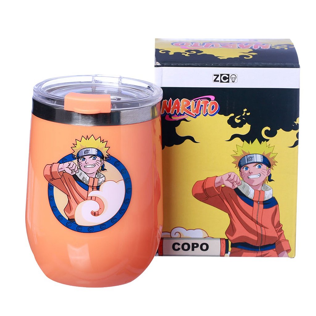 Copo Naruto Laranja Semi-térmico Com Tampa 400ML Oficial VIZ