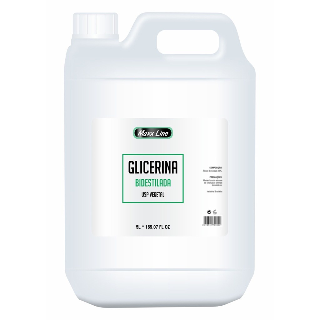 Glicerina Vegetal Bidestilada Usp Laudo Pura 100% 5 L - Uso Cosméticos Maquiagens Alimentícios Tintas E Resinas Laudo E Nf