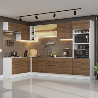Armário de Cozinha Completa de Canto 499cm Branco/Rustic Stella Madesa 03 em Oferta na Shopee