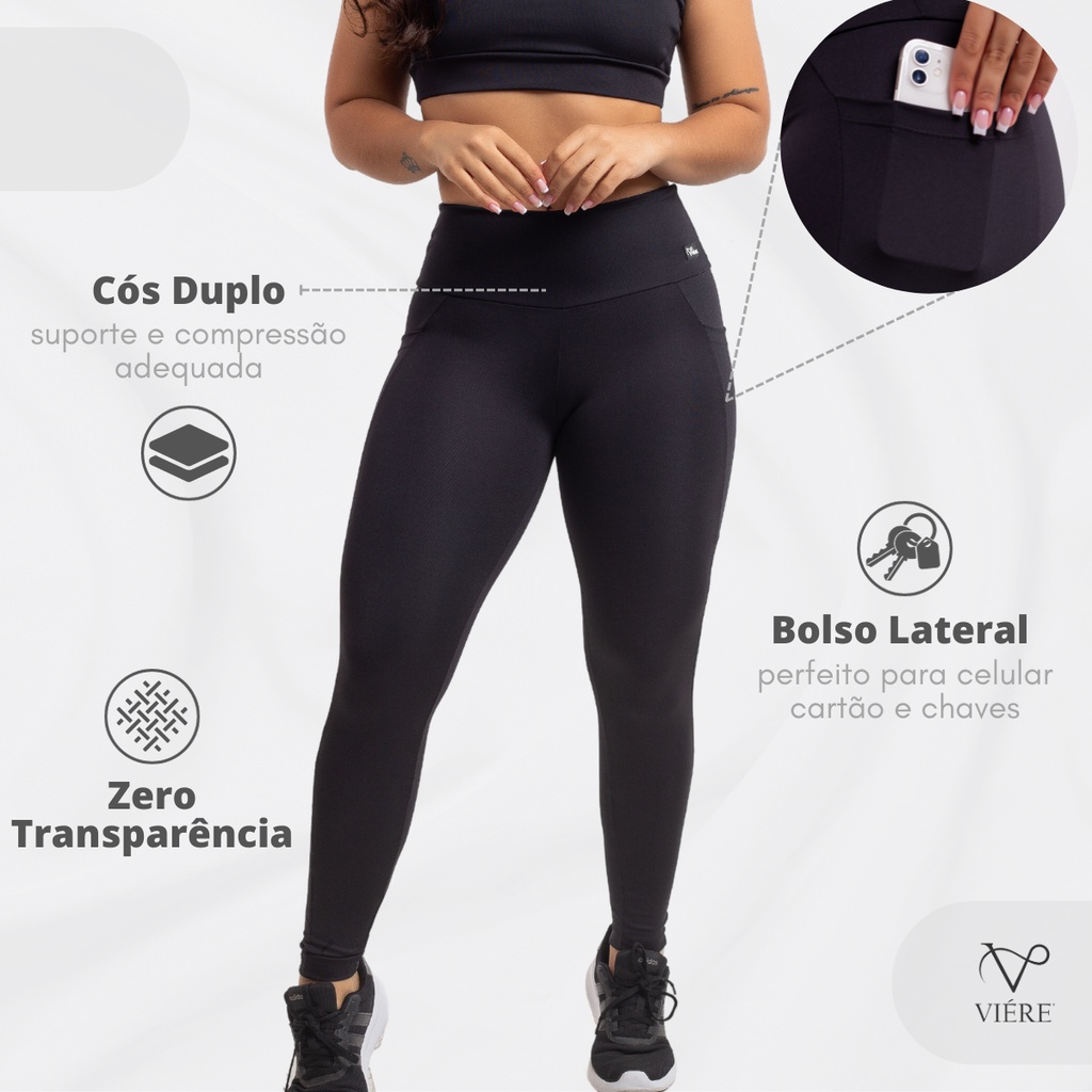 Calça Legging Fitness Zero Transparência Cintura Alta com