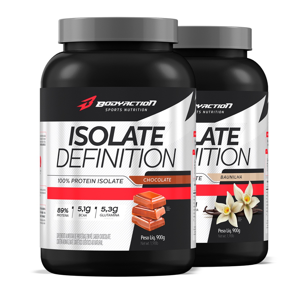 Kit 2x Isolate Definition 900g Proteína Isolada Whey Soja – Body Action