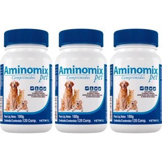 Aminomix Pet 120 Comprimidos - Vetnil - 3 Unidades
