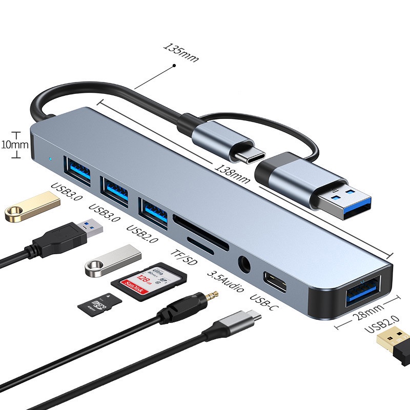 Multifuncional USB HUB Tipo C Dock Station 5Gbps Transmissão De Alta Velocidade Leitor De Cartão Divisor OTG Adaptador Para Macbook Pro