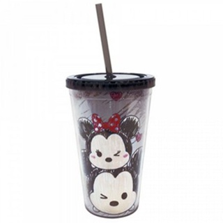 Copo Com Canudo Preto Mickey E Minnie Tsum Tsum: Disney