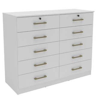 Cômoda Mademovel 10 Gavetas Com Chave e Corrediças Metálicas 95x118x45cm Modelo 2338