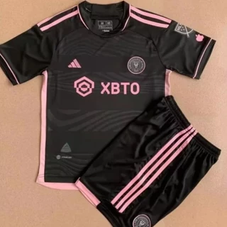 Kit Camisa de Time Conjunto Infantil Inter Miami Criança Camiseta Blusa Camisa de Futebol Calções Messi
