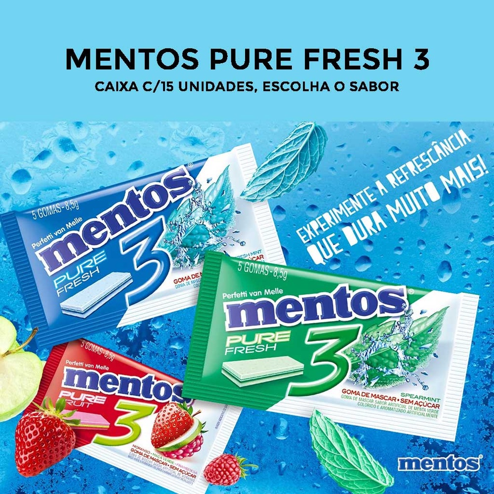 Goma De Mascar Chiclete Mentos Pure 3 Camadas C15 Escolha O Sabor