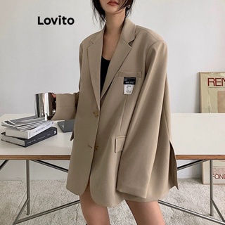 Lovito Blazer Frontal Casual Com Padrão Liso Para Mulheres LNA40154