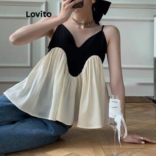 Lovito Regata Feminina Elegante Com Costura Em Tecido Colorblock Liso L73AD017