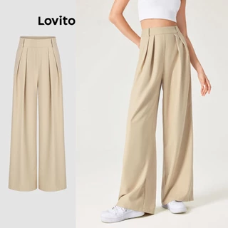 Lovito Elegante Calça Plissada para Mulheres L74ED153
