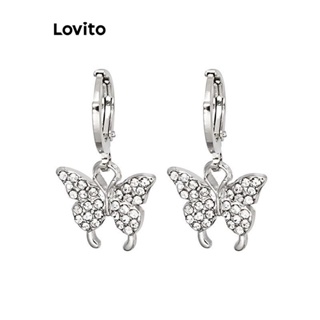 Lovito Elegante Borboleta Strass Brincos Elegantes Requintados Para Mulheres LFA11554