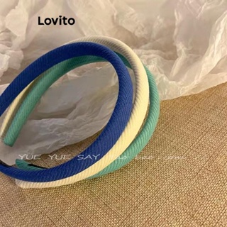 Lovito Tiara Feminina Casual De Listras Lisas Em Tricô Azul Klein LFA11158