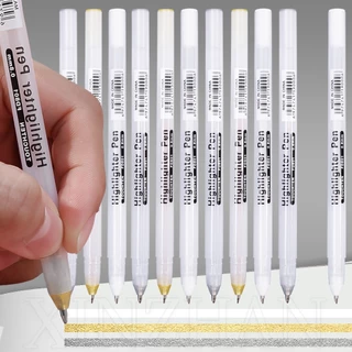 Caneta De Tinta Gel Brilhante Em Prata Dourada Branca-Para Desenho , Ilustração Manga , Artístico-Marcador De Destaque Rolo De Geleia De 0,8mm-Escrita Rápida Cartão De Secagem