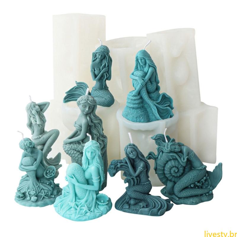 Molde Sereia Silicone Concha Ferramenta Para Fazer Gesso Resina Sabão