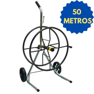 Enrolador Carrinho Metal Para Mangueira Até 50mt Jardim