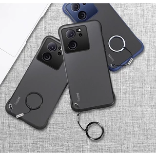 Capa Sem Bordas Para Redmi Note 13 Pro Plus Note13Pro + Transparente TPU + PC Moldura Protetora Black Blue Shell Com Anel K70